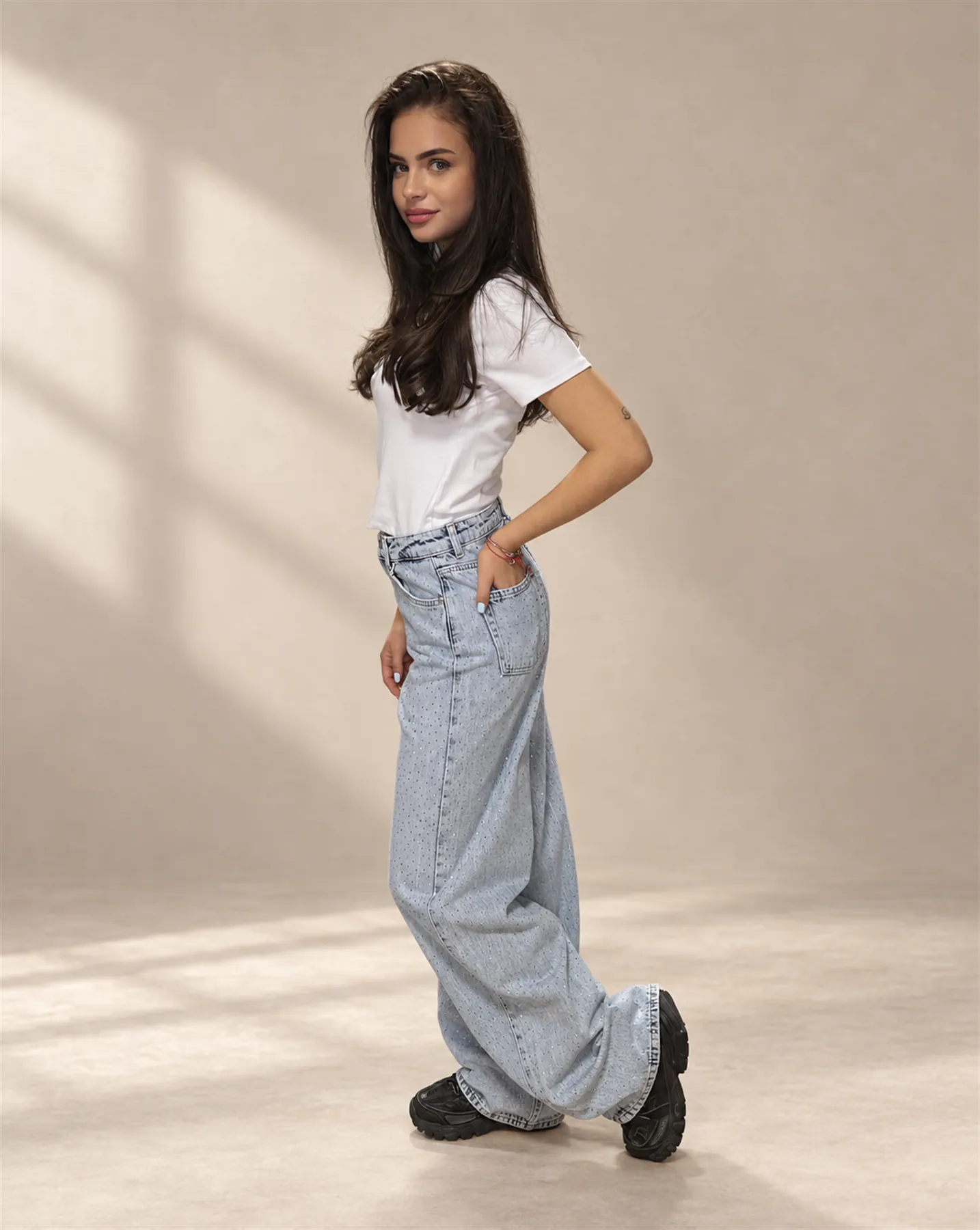 The Everyday Tee in White, Three-quarter